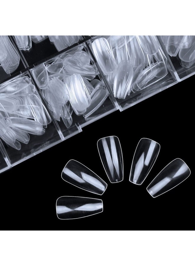 أظافر صناعية شفافة من الأكريليك لتغطية كاملة؛ أظافر لاصقة للاستخدام في الصالونات والمنزل. ١٠٠ قطعة - Image 2